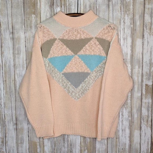 Vintage Sweaters - Vintage Knit Sweater Mock Neck